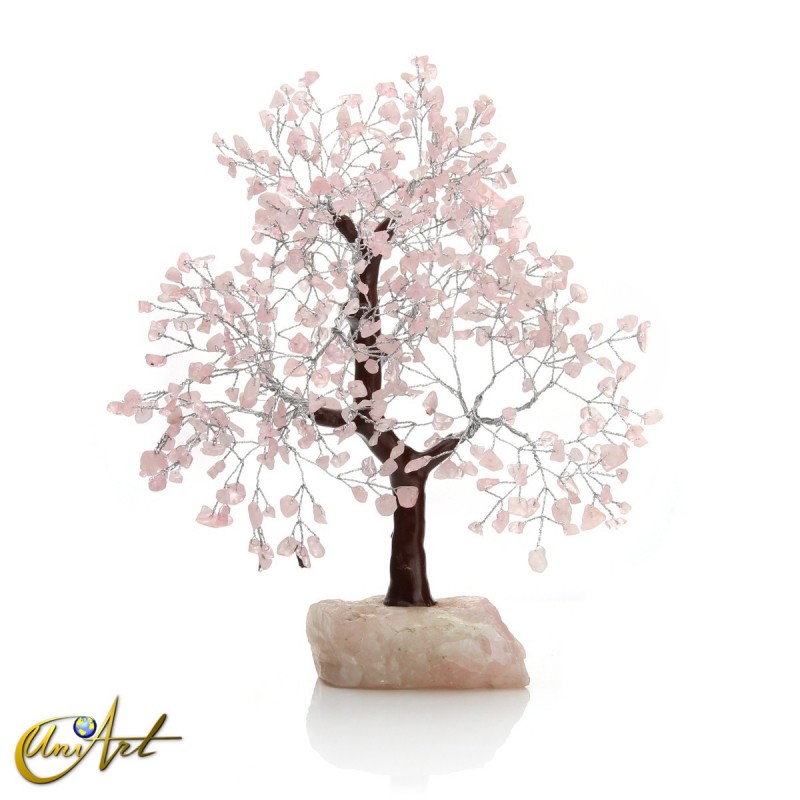 Tree with 500 chips and natural rose quartz base