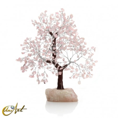 Tree with 500 chips and natural rose quartz base