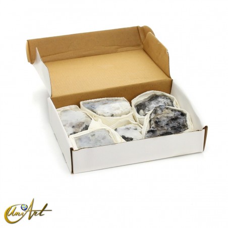 Moonstone rough with partial polish, 1 kg box