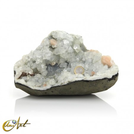 White apophyllite with stilbite