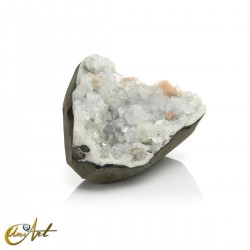 White apophyllite with stilbite