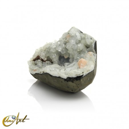 White apophyllite with stilbite