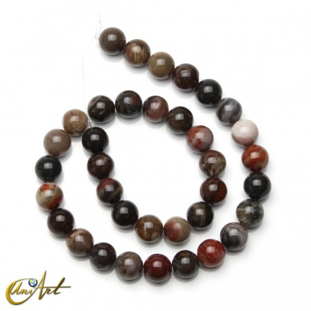 Madera fósil (xilópalo), abalorios, 10 mm