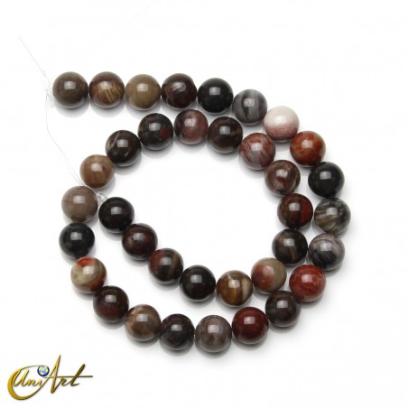 Madera fósil (xilópalo), abalorios, 10 mm