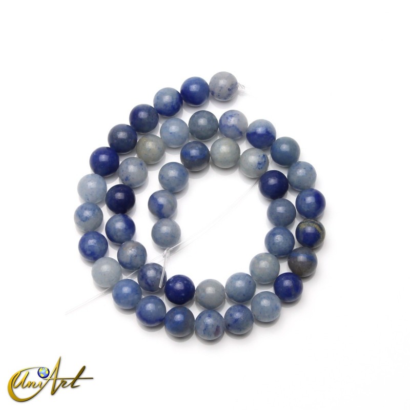 Cuentas redondas de cuarzo azul, 8 mm