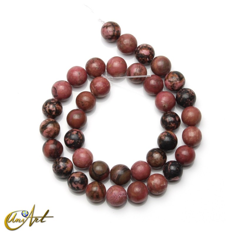 Abalorios de rodonita clásica, 10 mm