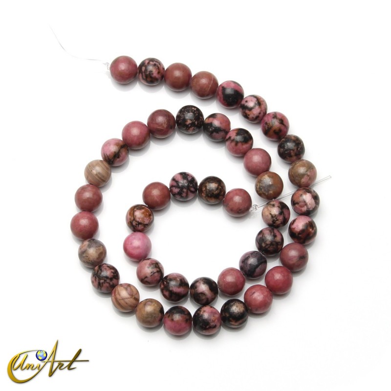 Abalorios de rodonita clásica, 8 mm