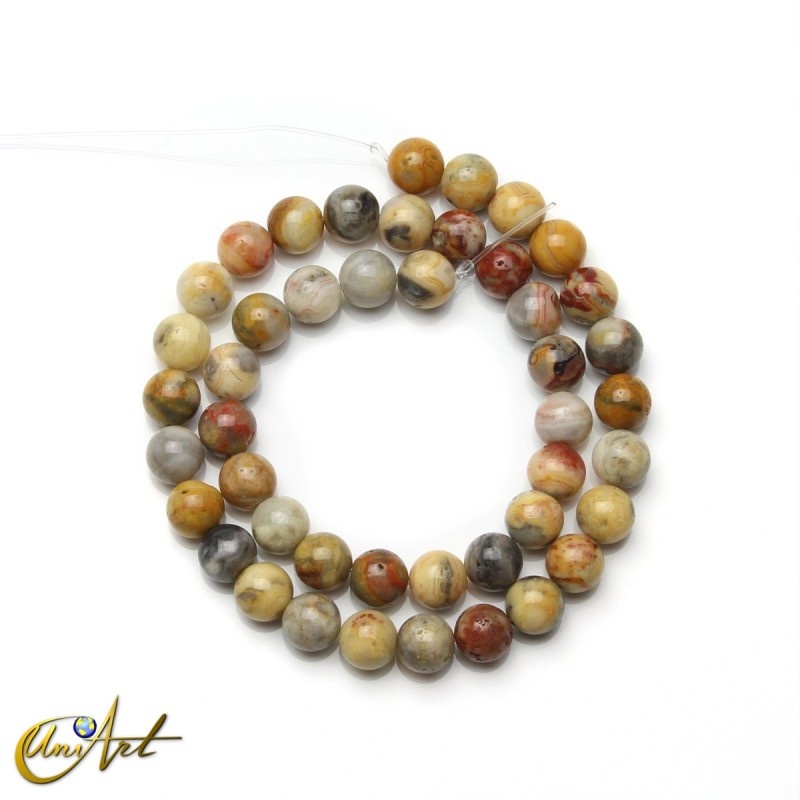 Cuentas de ágata crazy lace amarilla, 8 mm