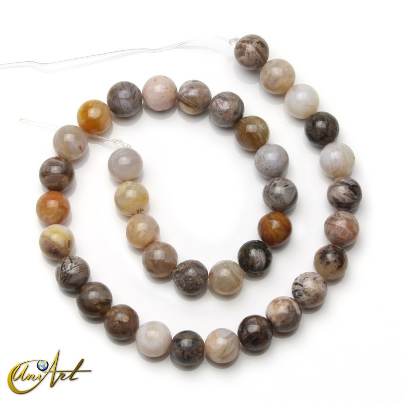 Cuentas redondas de ágata bambú, 10 mm
