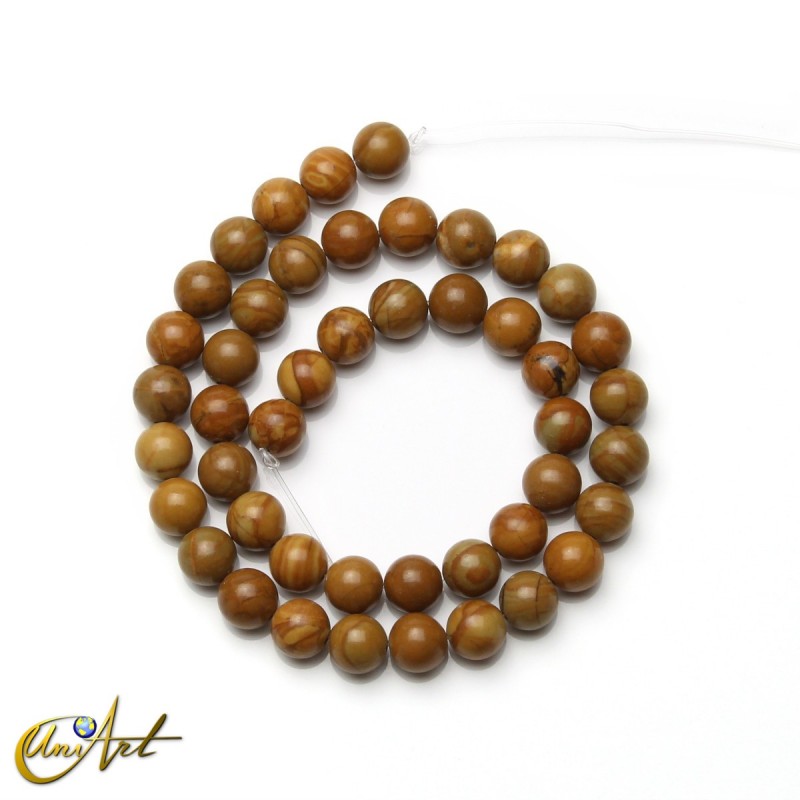 Cuentas redondas de jaspe madera, 8 mm