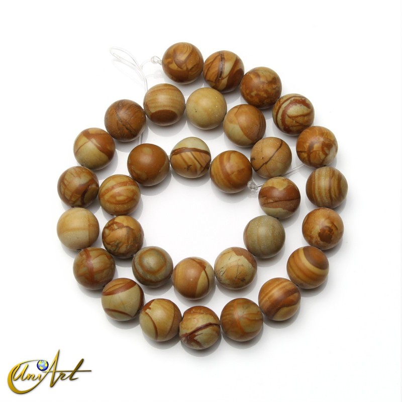 Cuentas redondas de jaspe madera, 12 mm