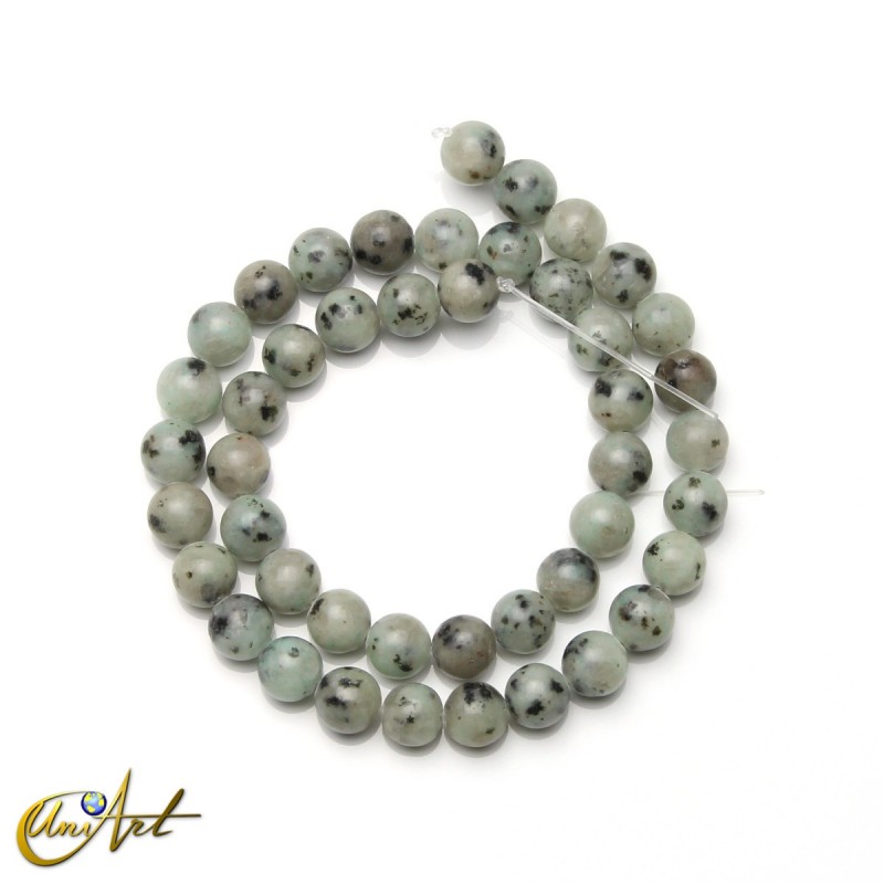 Tira de jaspe kiwi, cuentas redondas de 8 mm