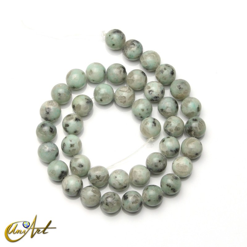 Tira de jaspe kiwi, cuentas redondas de 10 mm