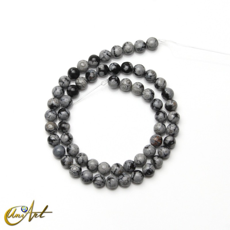 Cuentas redondas de obsidiana nevada - 6 mm