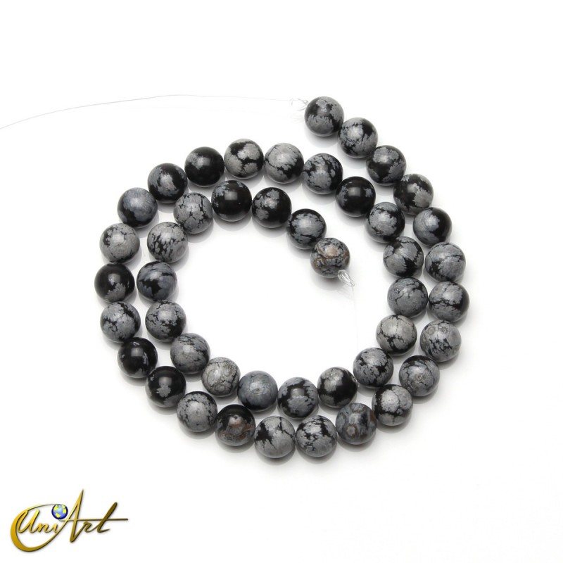 Cuentas redondas de obsidiana nevada - 8 mm
