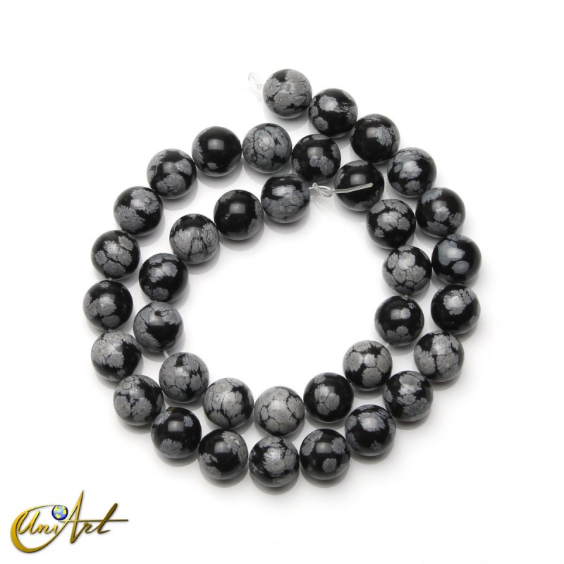 Cuentas redondas de obsidiana nevada - 10 mm