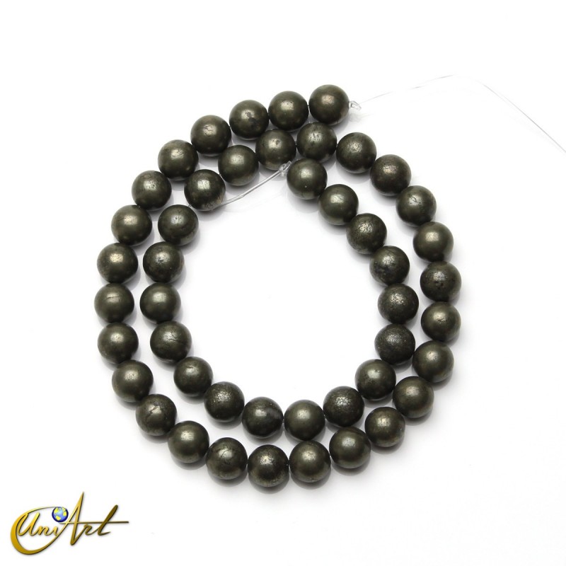 Cuentas redondas de pirita natural, 8 mm