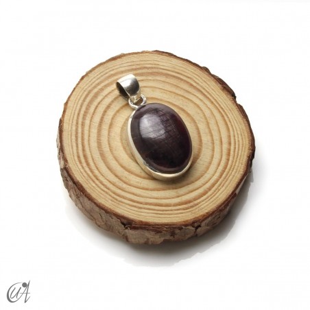 Star ruby, pendants in 925 silver - model 1