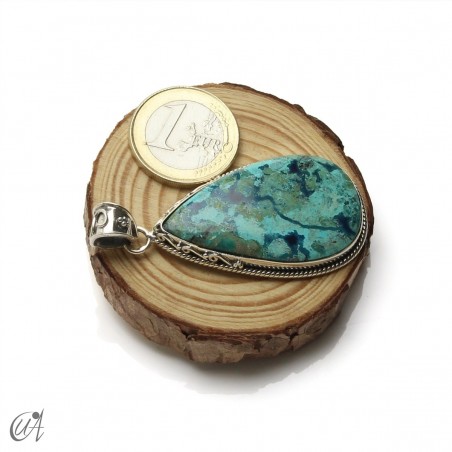 Silver and azurite - drop vintage pendants, model 1