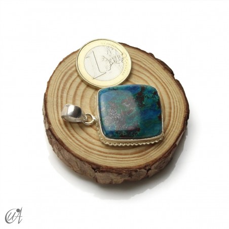 Azurite rectangular pendant in sterling silver - model 6
