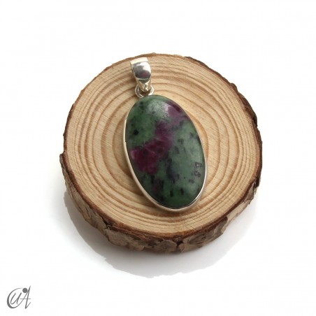 Ruby pendant in sterling silver, ovalm model 1
