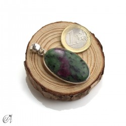 Ruby pendant in sterling silver, oval, model 1