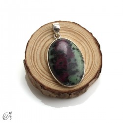 Ruby pendant in sterling silver, oval, model 2