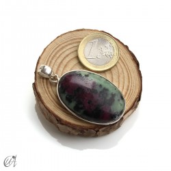 Ruby pendant in sterling silver, oval, model 2