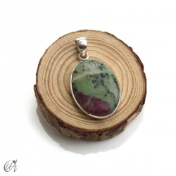 Ruby pendant in sterling silver, oval, model 4