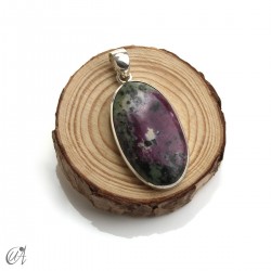 Ruby pendant in sterling silver, oval, model 5
