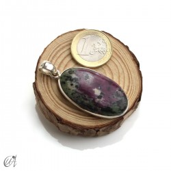 Ruby pendant in sterling silver, oval, model 5