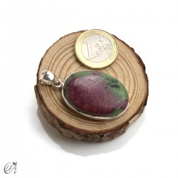 Ruby pendant in sterling silver, oval, model 6