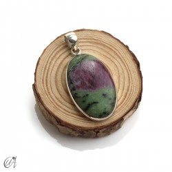 Ruby pendant in sterling silver, oval, model 8