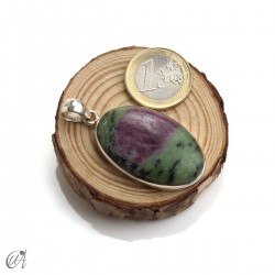 Ruby pendant in sterling silver, oval, model 8