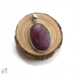 Ruby pendant in sterling silver, oval, model 9