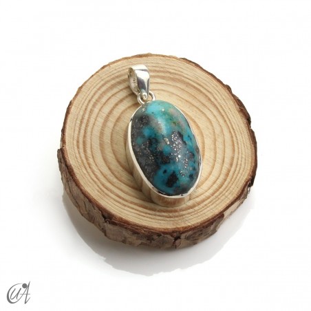 Turquoise oval - 925 silver pendant - model 1
