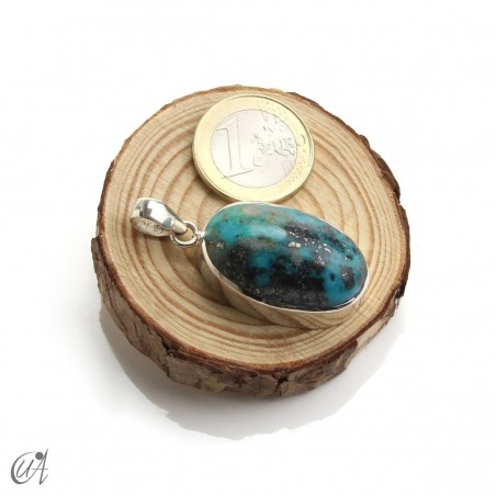 Turquoise oval - 925 silver pendant - model 1
