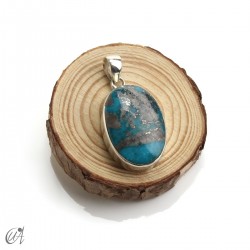 Turquoise oval - 925 silver pendant - model 2