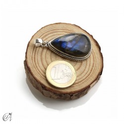 Labradorite Tear-shaped, silver pendant, medium model 4