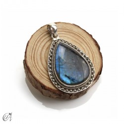 Labradorite Tear-shaped, silver pendant, large model 1