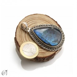 Labradorite Tear-shaped, silver pendant, large model 1
