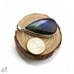 Labradorite Tear-shaped, silver pendant, large model 2