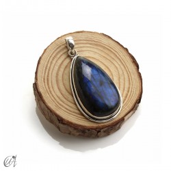 Labradorite Tear-shaped, silver pendant, large model 3