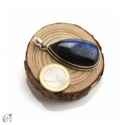 Labradorite Tear-shaped, silver pendant, large model 3