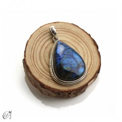 Labradorite Tear-shaped, silver pendant, large model 4