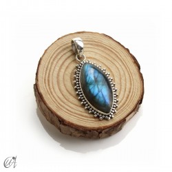 Labradorita en plata de ley, colgante marquesa modelo 5
