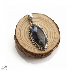 Labradorita en plata de ley, colgante marquesa modelo 6