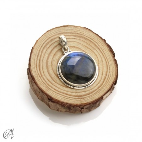 Colgante circular de plata de ley y labradorita, mediano modelo 3