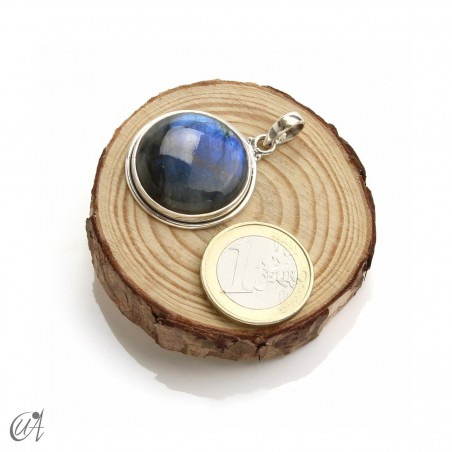 Colgante circular de plata de ley y labradorita, mediano modelo 3