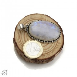Sterling silver pendant with moonstone, oval - extra large, model 3
